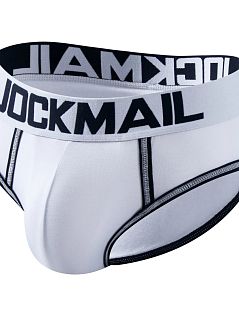 Мужские брифы из шелковистой ткани белого цвета JOCKMAIL RTJM2041-1